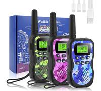 Walkie Talkies 3 Pack Rechargeable, Upgraded Version Camouflage Exterior 8 Channels 2 Way Radio Kids Toys with Flashlight Lanyards, 3-12 Year Old Boys Girls Camping Birthday Xmas Gifts Presents