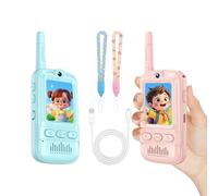 Walkie Talkies For Kids - Rechargeable 2 Pack Video Intercom Walkies Talkies, Portable Outdoor Electronic Toy,Long Battery Life | Interactive Communication Gadget,For Boys Girls Kids Birthday Playtime
