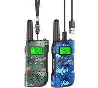 Walkie Talkies for Kids Rechargeable, 48 Hours Working Time 2 Way Radio Long Range, Outdoor Camping Games Toy Birthday Xmas Gift for Boys Age 8-12 3-5, 2 Pack Camouflage