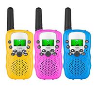 Walkie Talkies for Kids, Toys for 3-12 Year Old Boys Girls, 2 Way Radio Toy with Backlit LCD Flashlight, 2 KM Range for Outdoor Adventures, Camping, Hiking (3 Pack Pink & yellow & Blue & black random)