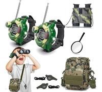 Walkie Talkies Watch Set for Kids Outdoor Explorer, Binoculars Camping Gear Kit Adventure Game, Cool Spy Gadgets for Boy Girls