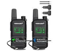 Walkie Talkies Waterproof IP67 TDRADIO TD-M11, Walkie Talkies for Adults Long Range with Wireless Programming,Frequency Copy, LED Display,VOX,USB Charging, 2 Way Radio for outdoor activities-2 Pack