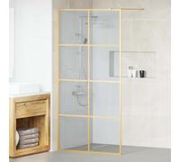 Walkin Shower Wall Gold Tempered Glass 100x195cm Black Frame 5mm Adjustable Slim