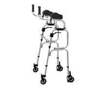 Walking Aid Standard Folding Walker 4 Wheels,Folding Standard Walker Wheels and Detachable Armrest Pad, Height Adjustable Adult Standing Walking Aid Lower Limb Training Assist