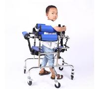 Walking Aids for Children with Cerebral Palsy, Portable Stand Upright Walker, Folding Rehabilitation Stand Up Walking Frame with Seat, Adjustable Height