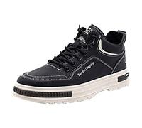 Walking Ankle Shoes Men, Lightweight Flat Bottom Leisure Shoe Breathable Anti-Slip Sports Shoes Non-Slip Waterproof Hiking Footwear Comfortable Slip On Jogging Trainers Low-Top Fashion Footwear Black