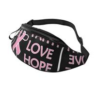 Walking Bag Faith Love Hope Breast Cancer Ribbon, Cycling Waist Bag Elegant Waistpack Lightweight Sports Waist Pouch for Dog Walking Teens Outdoors