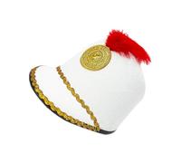 Walking Band Hat - 22" Heavy Duty Parade Cap, Adjustable Secure Fit Strap, Classic Uniform Helmet with Holder | Stage Costume Accessory