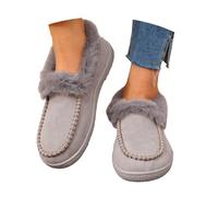 Walking Boots,Elegant Winter Women's Boots with European Snowflake Pattern Thick Wool Interior Flat Bottom Sole Cozy Indoor-Outdoor Footwear for Cold Season (Grey, 6.5)