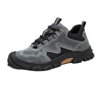 Walking Boots Mens Lightweight Safety Trainers Puncture Proof Waterproof Non-Slip Industrial Work Shoes, Oil Repellent Shock Absorbing Construction Labor Footwear for All Seasons Grey