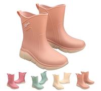 Walking Boots Womens Ankle Wellies Fashion Side-Buckle Wellington Rain Boot Comfortable Outdoors Waterproof Antislip Walking Garden Shoes for Spring Summer, Rain, School, Outdoors