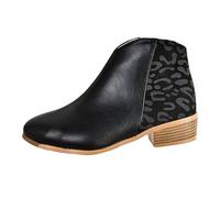 Walking Boots Womens Pointed Toe Chunky Heel Ankle Boots Side Zip Easier On & Off Cowboy Boot Anti-Slip Easy To Clean Ladies Shoes Best For Autumn, Winter, Winter Hiking, Trekking, Outdoors