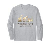 Walking by Faith Tripping Constantly Funny Christian Duck Long Sleeve T-Shirt