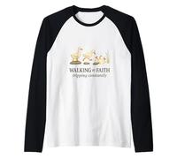 Walking by Faith Tripping Constantly Funny Christian Duck Raglan Baseball Tee