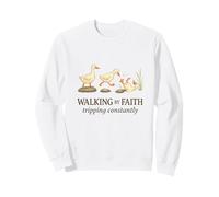 Walking By Faith Tripping Constantly Funny Christian Duck Sweatshirt
