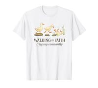 Walking by Faith Tripping Constantly Funny Christian Duck T-Shirt