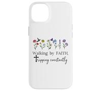 Walking By Faith Tripping Constantly Jesus Cross Christian Case for iPhone 14 Plus