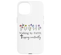Walking By Faith Tripping Constantly Jesus Cross Christian Case for iPhone 15