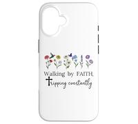 Walking By Faith Tripping Constantly Jesus Cross Christian Case for iPhone 16