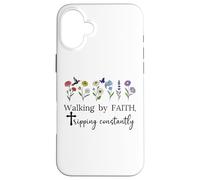Walking By Faith Tripping Constantly Jesus Cross Christian Case for iPhone 16 Plus