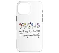 Walking By Faith Tripping Constantly Jesus Cross Christian Case for iPhone 16 Pro Max