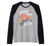 Walking by Faith Tripping Constantly John 3 16 Christian Raglan Baseball Tee