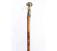 Walking Cane - Bubba STIK Texas Style Walking Stick Made of Mahogany Stained Tennessee Hardwood and Topped with a Brass Hame Handle from a Real Horse Collar Harness. Made in Texas by Real Texans.