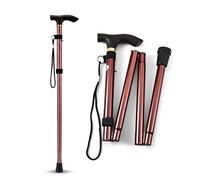 Walking Cane Folding Adjustable for Women and Men, Lightweight Aluminium Metal Collapsible Walking Stick, 5-Level Height Adjustable Color Brown