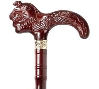 Walking Cane, Hand-Carved Beechwood, Dragon and Phoenix Head Design, Supports Up to 250 Kg for Enhanced Mobility and Stability