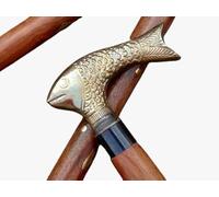 Walking Cane Nautical Brass Fish Handle Wooden Stick for Your Loved Ones