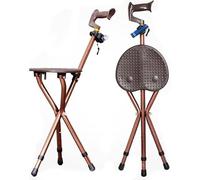 Walking Cane Stool - Thick Folding Canes with Non-slip Foot Pads, Travel Aid for Elderly and Seniors, Portable Seating Stick for Men and Women