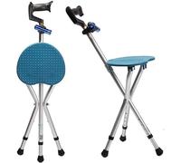 Walking Cane Stool - Thick Folding Canes with Non-slip Foot Pads, Travel Aid for Elderly and Seniors, Portable Seating Stick for Men and Women
