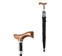 Walking Cane Umbrella, Adjustable Height Windproof Stick Umbrella, Blue | Double-layer canopy blocks 95% of UV rays; one-piece cane design, adjust height in 2cm steps