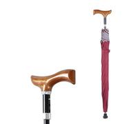 Walking Cane Umbrella, Adjustable Height Windproof Stick Umbrella, Blue | Double-layer canopy blocks 95% of UV rays; one-piece cane design, adjust height in 2cm steps