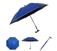 Walking Cane Umbrella for Men and Women, Windproof Stick Umbrella with Non-Slip Rubber Base, 2-in-1 Multifunction Crutch Umbrella for Hiking, Travel & Outdoors(I)