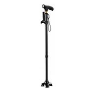 Walking Cane with LED Light for Men and Women, Height Adjustable | Foldable Elderly Walking Stick with Side Handle, Collapsible and Portable, Canes with Ergonomic Handle and Wrist Strap(Black)