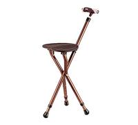 Walking Cane with Seat,Cane with Seat Folding Lightweight 440 Lbs,Cane with Seat for Women,Canes for Men Seniors Height Adjustable with LED Light (Brown)