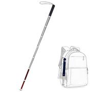 Walking Canes, Reflective Telescopic Blind Cane Titanium Alloy Multiple Sizes with Optional Cane Tips Pack of 1(A,150cm/59in)