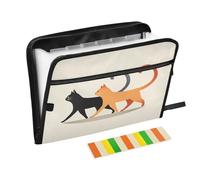 Walking Cats Beige Accordion File Organizer Portable Expanding File Folder with Safe Zipper & Colorful Labels for Letter Receipt A4 Papers Important Document Storage