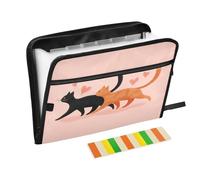 Walking Cats Hearts Lightpink Accordion File Organizer Portable Expanding File Folder with Safe Zipper & Colorful Labels for Receipt A4 Papers Important Document Storage Letter
