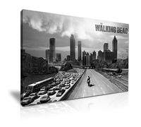 Walking Dead Black and White Stretched Canvas Wall Art Picture Print - Gift For Zombies Fans Modern Home Office Hotel Decoration (M: 60cm x 40cm)