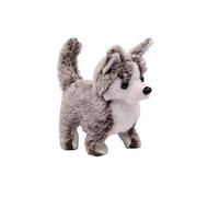 Walking Dog Toys for Kids Plush Robot Realistic Electronic Pet Puppy, Walk and Bark, Interactive Toy Dog for 3 4 5 6 7+ Years Old Gift for Birthdays and Christmas (Grey Wolf Dog)