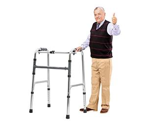 Walking E,Folding Standard Walker Height Adjustable Assisted Walking Aid Small Lightweight Without Wheels Narrow S for The Elderly Disability Walking Aids Fog Silver Star-Bright Silver-A