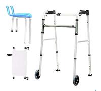 Walking e Rehabilitation Auxiliary Walking e with Armrest Support Pad Aluminum Alloy Elderly Walking Aid Height Adjustable (with Seat) Yearn for Better Life Thoughtful