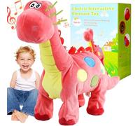 Walking Electric Pink Dinosaur Singing Toy , Nodding, Roaring, Repeating What You Say, Touch & Button Control Realistic Robot Musical Animated Plush Pet, for 3-7 Years Old Kids Christmas Birthday Gift