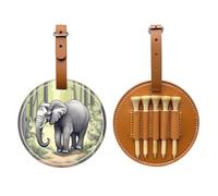 Walking Elephant Brown Printed Golf tee Storage Bag - Portable Design, Easy to Organize tee