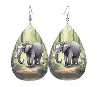 Walking elephant Elegant Dangling Teardrop Earrings for Women, Lightweight Leather Earrings, Versatile Everyday Design