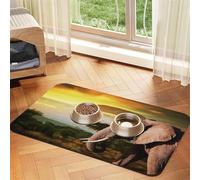 Walking Elephant Patterned Pet Feeding Mat with Water-Absorbing PU Top & Rubber Base - Anti-Slip Dog Cat Food Mat for Cats, Dogs & Pets, 30x45cm