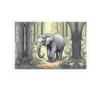 Walking Elephant Placemats 6-Piece Set - 12"x18" Hotel Banquet Table Mats, Suitable for Restaurant, Home, Party Decoration