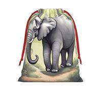 Walking elephant Print Holiday Drawstring Bag, Treat Pouch Wrap,Reusable Event Favor,Daily Storage Bag M